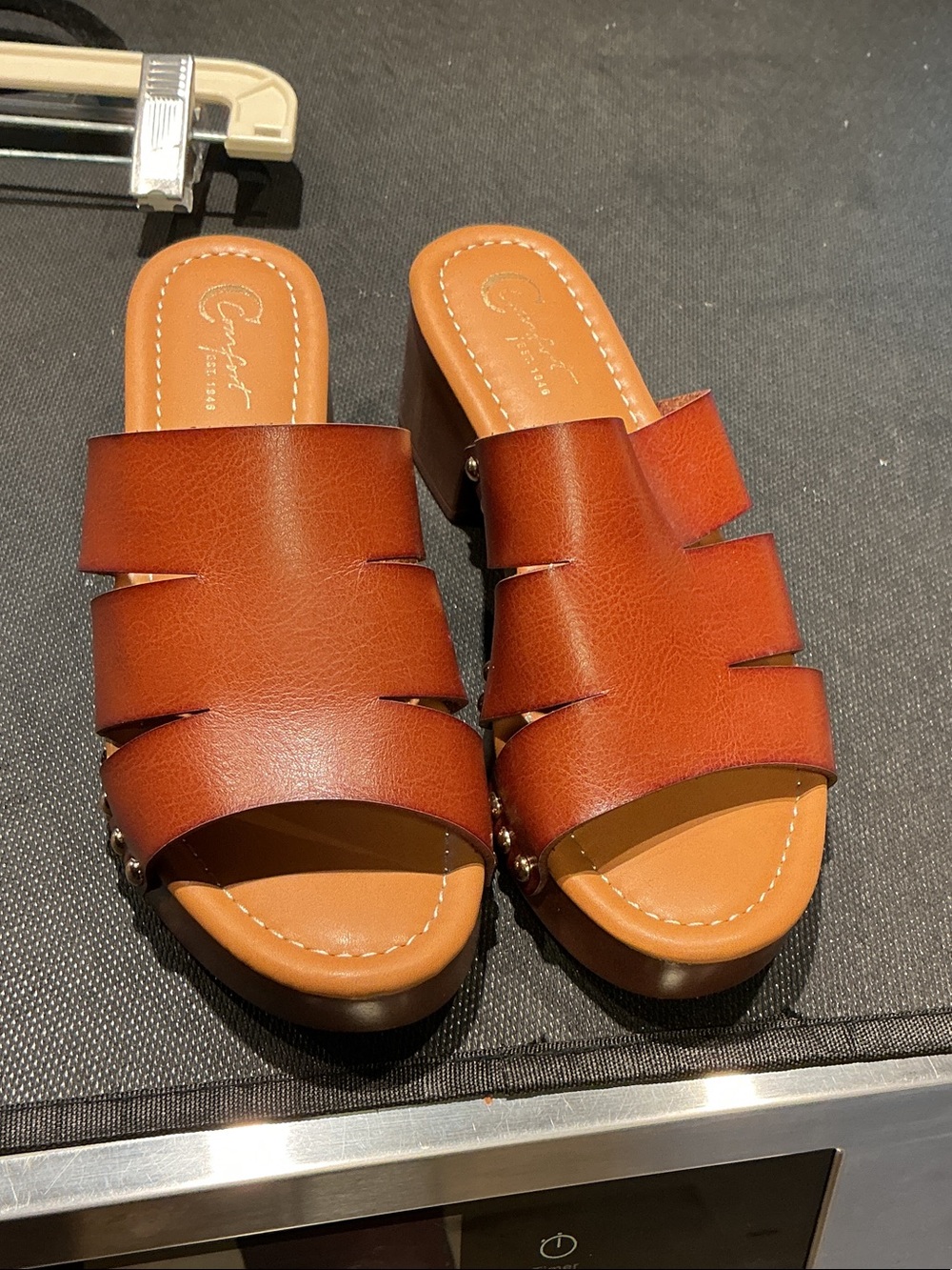 comfortview Cognac Brown Slide Mules